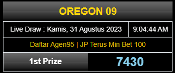 agen95official's tweet photo. Kamis, 31 Agustus 2023
Result Oregon Lottery 09:00 WIB Hari Ini
Prize 1 : 7430 | Shio : Anjing
Sah ya bosku, Selamat untuk Kemenangan di Oregon Lottrey !
#resulttogel #keluarantogel #datakeluarantogel #OregonLottery #agen95 #infoOregonagen95 #agen95official #resulttogeltercepat https://t.co/EYNksENx8t