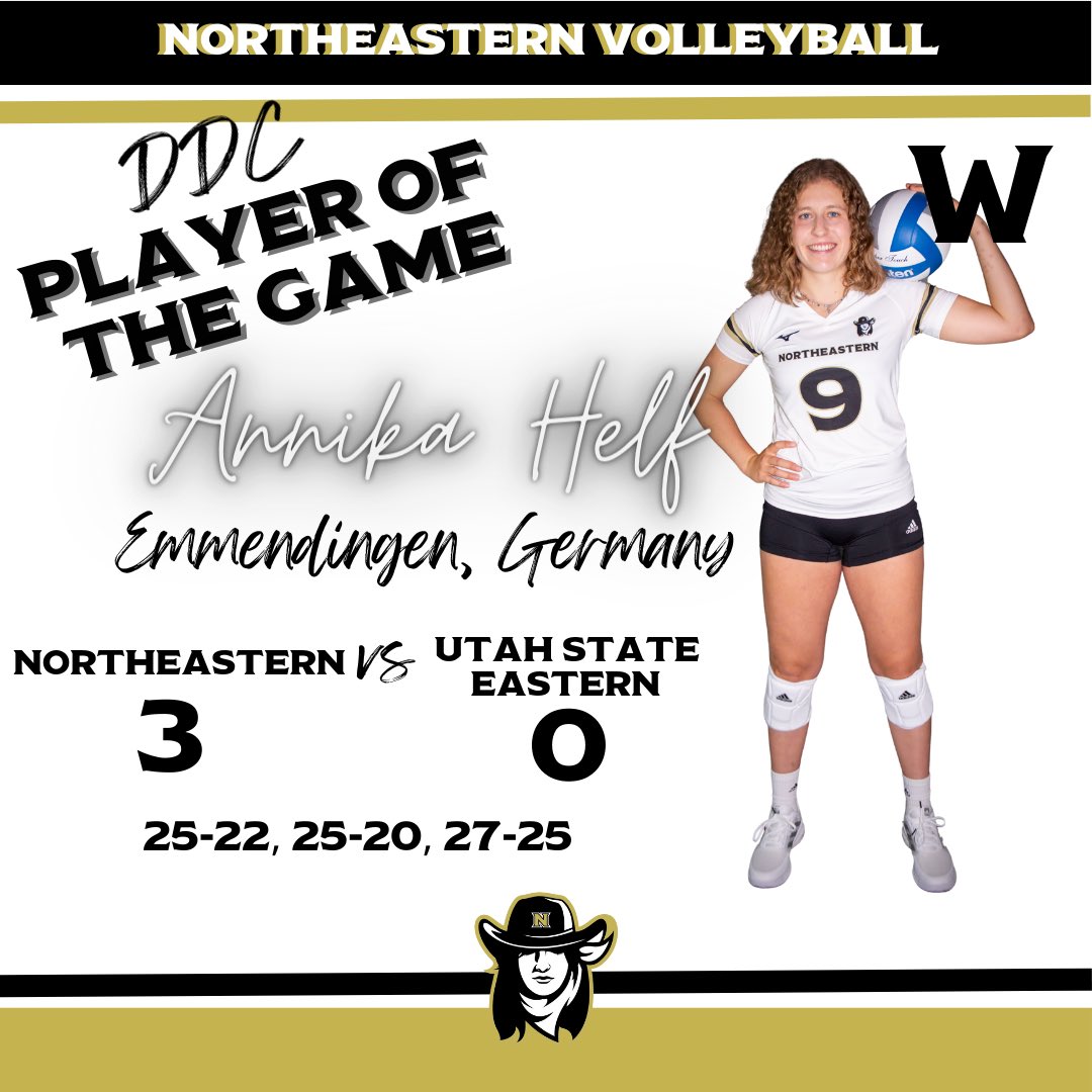 NJC_Athletics's tweet photo. 10-0!! 30 straight sets!! #5 Northeastern picks up another top 20 win over #16 USUE #builtbynortheastern https://t.co/dtJqTGNCEM