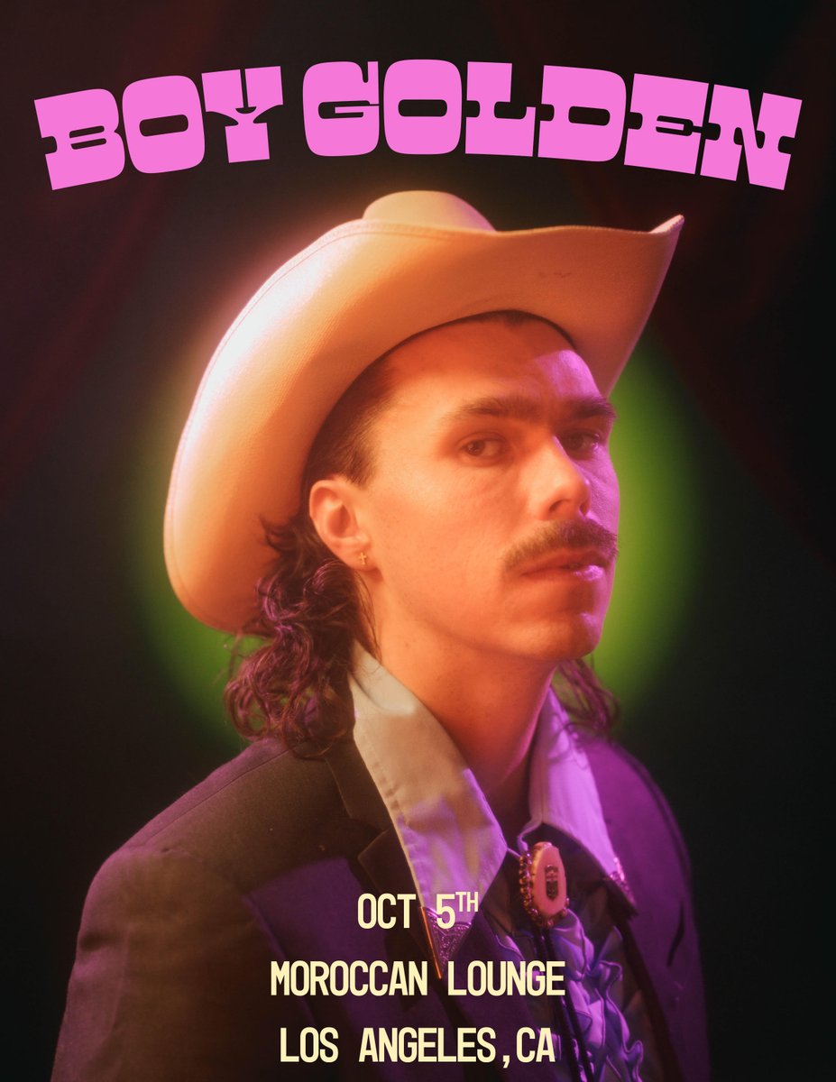 Head to Moroccan Lounge on October 5th for an unforgettable night with Boy Golden! The singer-songwriter is celebrating the release of his newest EP, 'For Jimmy,' and is bringing his unique brand of indie-pop to the stage. Cop your tix today! #BoyGolden #ForJimmy #MoroccanLounge