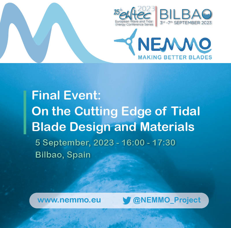 🔜NEMMO project side event @EWTEC 2023 📅 5 Sept 2023, 16:00-17:30 📍 Bilbao, Spain Our final event will be hosted at the European Wave and Tidal Energy Conference, highlighting the project's final results on novel #tidal materials. Learn more & join us: nemmo.eu/2023/09/05/nem…