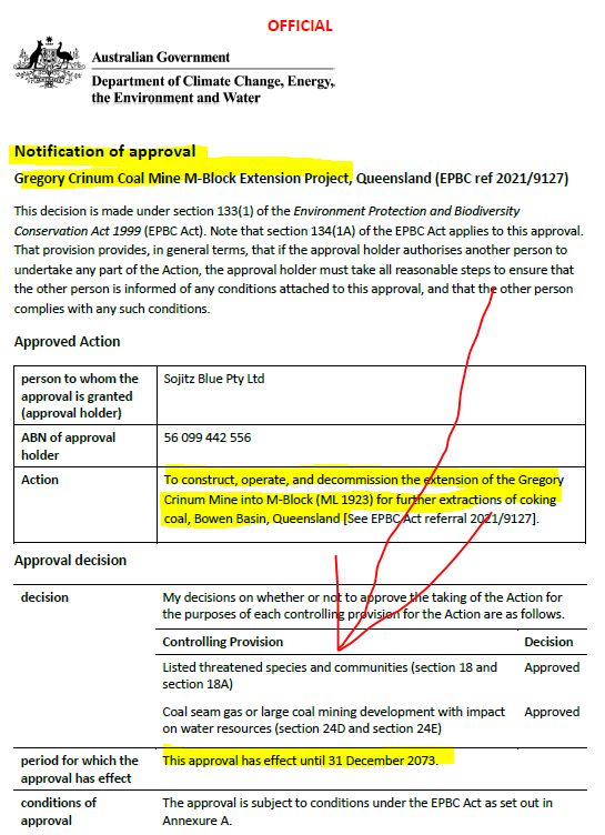 Don't look now, but <a href="/tanya_plibersek/">Tanya Plibersek</a>'s department just approved a new coal project out to 2073!
<a href="/TheAusInstitute/">Australia Institute</a> #CoalMineTracker

(h/t <a href="/KJBar/">Karen Barlow</a>)