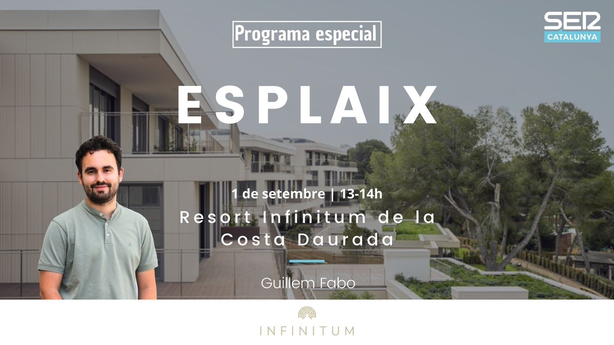 SER_TgnReus's tweet photo. 💦​Demà especial ESPLAIX de @SERCatalunya a l'@infinitumresort.

🌅​El programa tanca la temporada des de la Costa Daurada.

🔚​L'equip d'en @guillemfabo acomiadarà l'estiu aquest divendres de 13 a 14h. https://t.co/W8JkmNDJ85