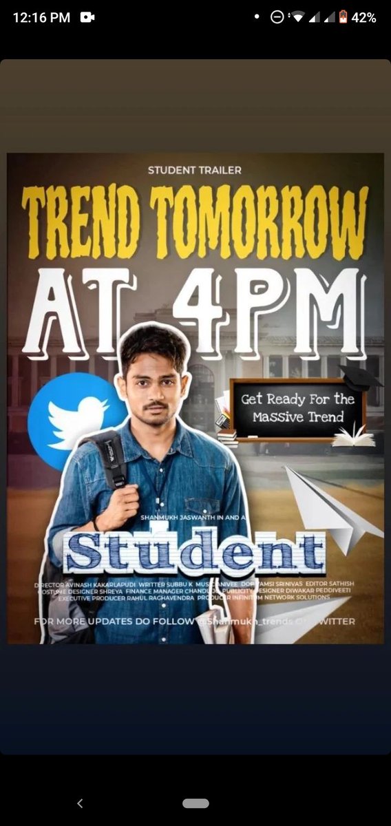 shanmukh_fans's tweet photo. Get ready Cults

Student Trend tommorow at 4pm

This September is going to be huge 🔥🔥

#shannu #shanmukh #studentwebseries
#YouTube https://t.co/GCOqllqVVB