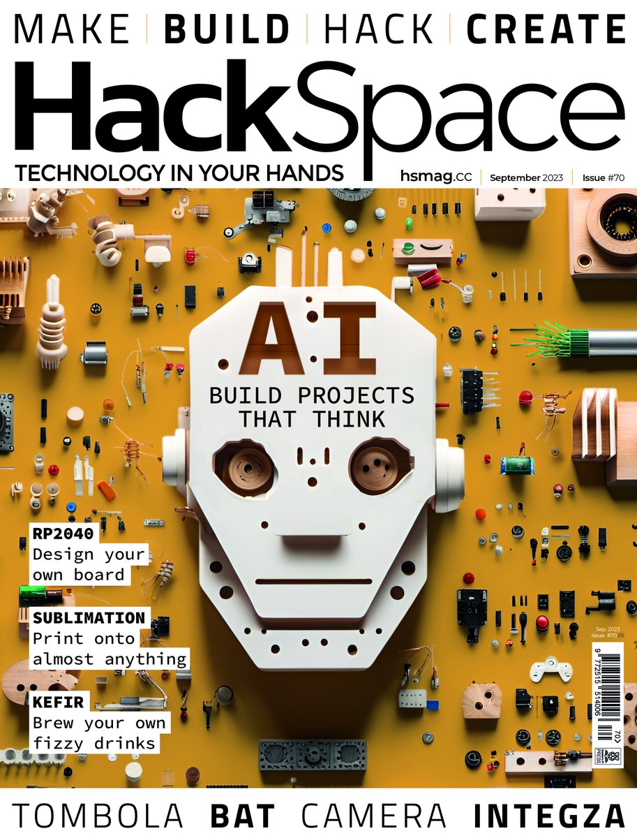 Alert! There's a new issue of Hackspace mag out today! Discover all the ways that AI can make making better – it's not all about destroying jobs and unleashing Skynet you know! hsmag.cc/issue70