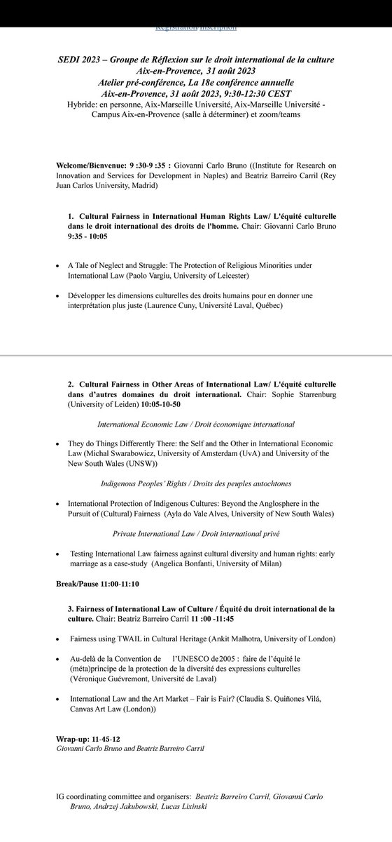 The #ESIL2023 IG on International Law of Culture starts in 15 minutes! I'll present my paper on Indigenous heritage safeguarding in a session chaired by the amazing @s_starrenburg, so come join us in Room 0.30!