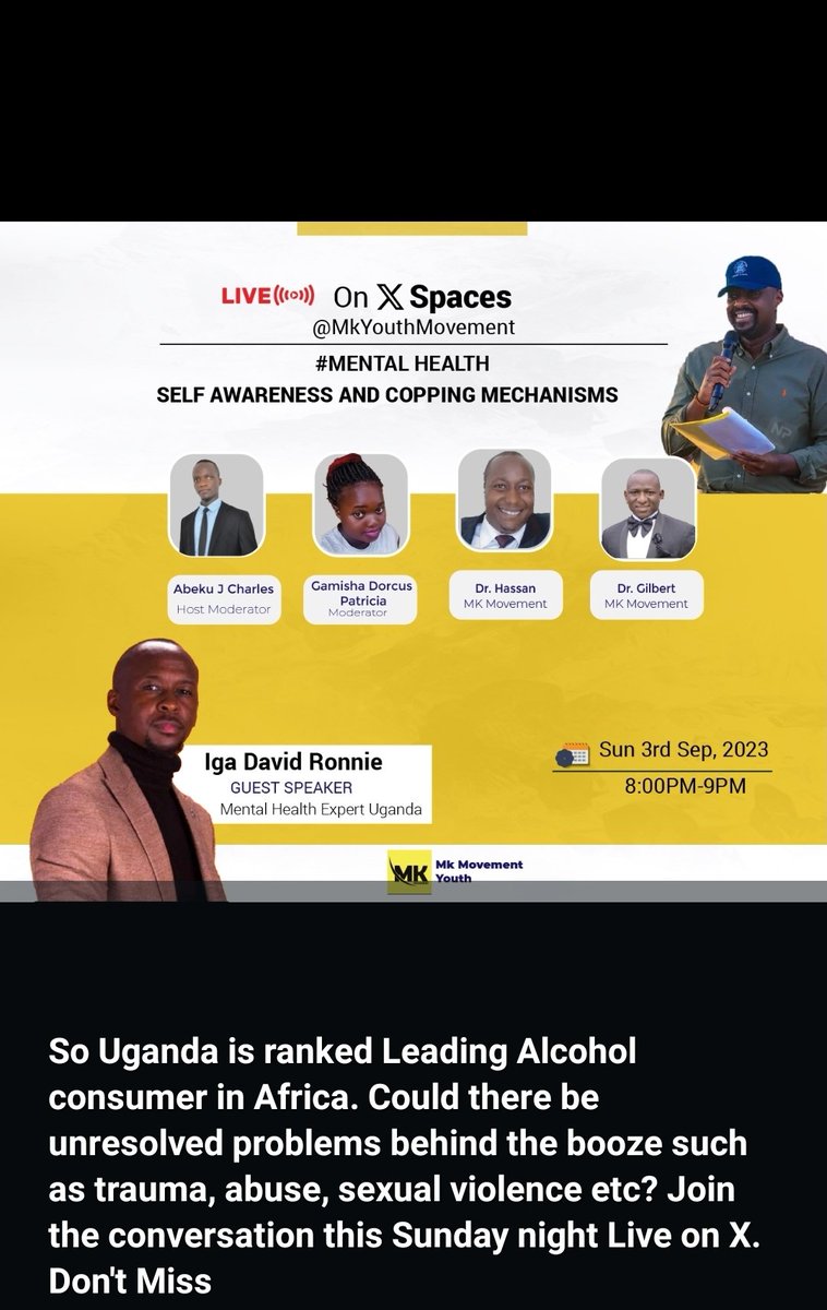Leading people in their right state of mind is the every leaders wish . Join us this Sunday as we tackle the unresolved problems making most ugandans alcoholists#Don't miss because this for us all @mkainerugaba   @Dr7359Hassan @kabandamajwega @TeamChairmank @_TeamChairman