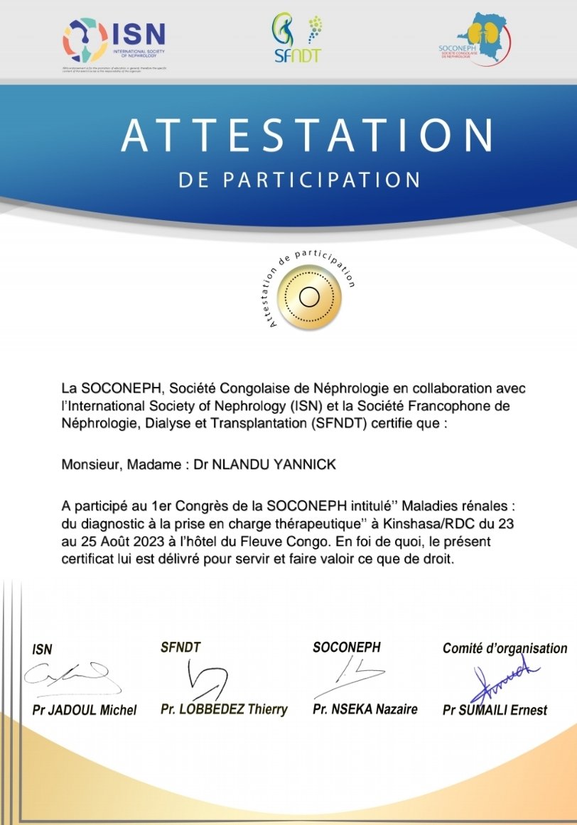 The congress attendance certificates are ready. All you have to do is fill the evaluation form and that s it! Thanks to @com_SFNDT @ISNeducation @CN23SOCONEPH for making this wonderful congress possible. See you soon! @CharuMalik_ISN @SabineKaram6 @MarinaWainstein @AfricanAFRAN