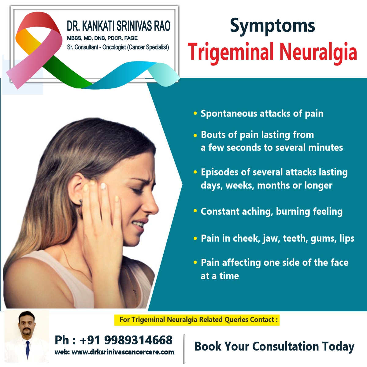 SYMPTOMS OF TRIGEMINAL NEURALGIA ✔️ Spontaneous attacks of pain ✔️ Bouts of pain lasting from a few seconds to several minutes ✔️ Episodes of several attacks lasting days, weeks, months, or longer ✔️ Constant aching, burning feeling #symptoms #trigeminalneuralgia #pain