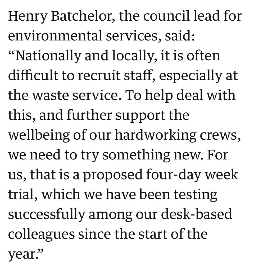 4Day_Week's tweet photo. 🧵Please rt:

The ongoing Cambridgeshire council 4-day week trial is saving money, fixing recruitment, maintaining services and improving workers lives. ✅

It’s working so well, the trial has expanded to more council employees. https://t.co/WxkO4L6MD0
