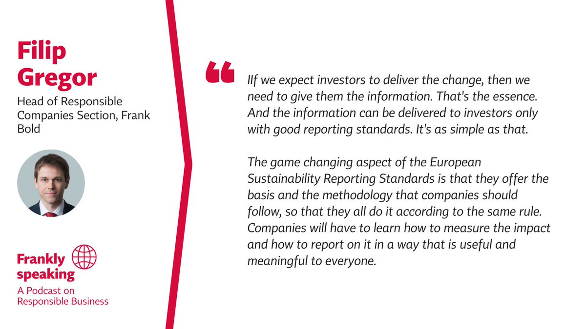 Responsible Companies | Frank Bold (@purposeofcorp) on Twitter photo 🗣️<a href="/Gregor_Filip/">Filip Gregor</a> is back on the podcast to talk us through the game changing aspects of the European Sustainability Reporting Standards (#ESRS).
Tune in to know what they are and what it means for #business 👇
spoti.fi/3QY5aO8 🗣️<a href="/Gregor_Filip/">Filip Gregor</a> is back on the podcast to talk us through the game changing aspects of the European Sustainability Reporting Standards (#ESRS).
Tune in to know what they are and what it means for #business 👇
spoti.fi/3QY5aO8