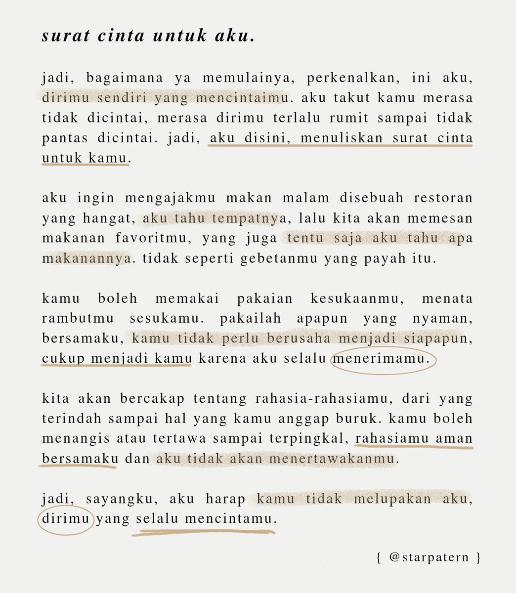 Surat cinta untuk Aku. 

— Karya