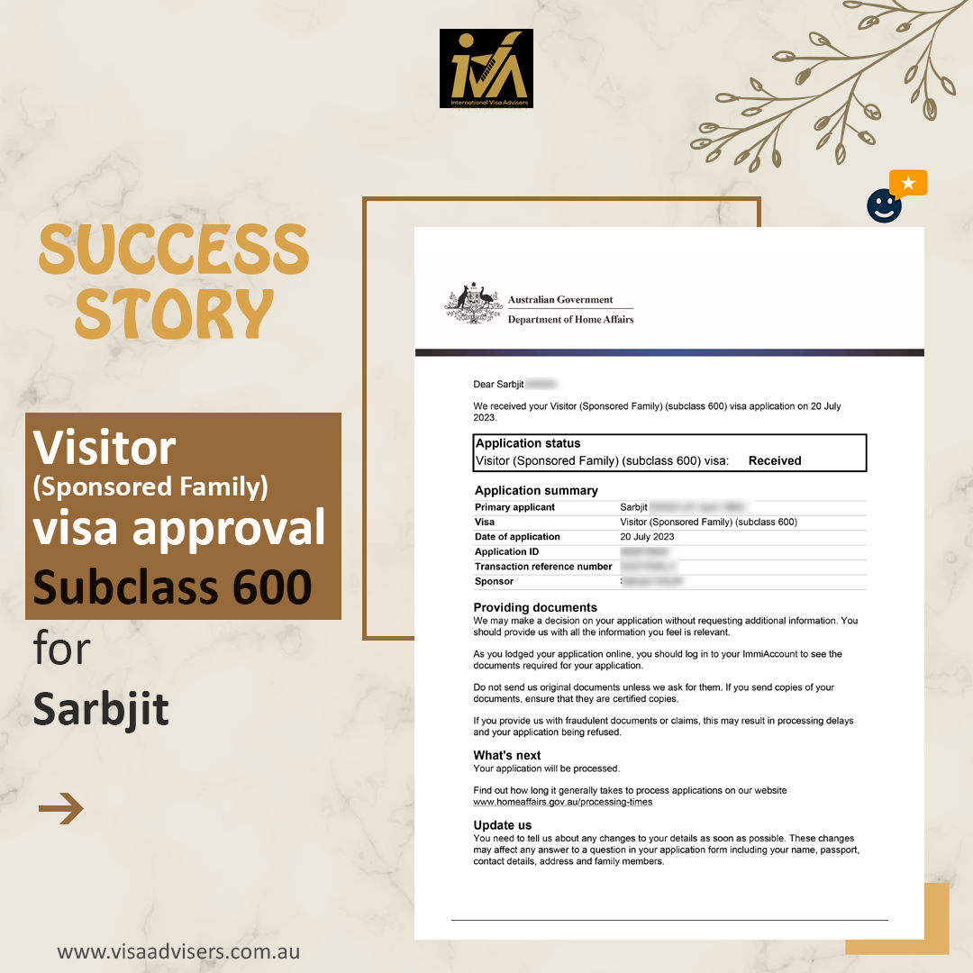 InVisaAdvisors's tweet photo. Join us in celebrating the heartwarming #successstory of our valued client, Sarbjit Singh, who has achieved approval for his Visitor (Sponsored Family) Visa!
Contact us-
📞+61 403 430 987
📧info@visaadvisers.com.au
🌐https://t.co/L6CuSrpVKs
#Visaapproval #Visitorvisa #Subclass600 https://t.co/BrkKBgMKde