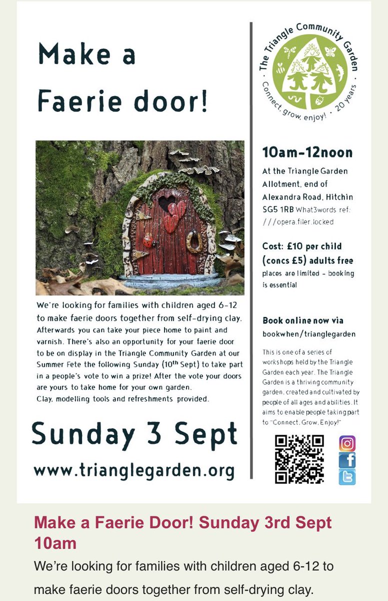 triangle_garden's tweet photo. This Sunday - craft workshop for families - ‘Make a Faerie Door!’ Book via https://t.co/RxqyDVYvU5 #hitchin #thingstodowithkids #craftworkshop https://t.co/k0Z1gjyUr3