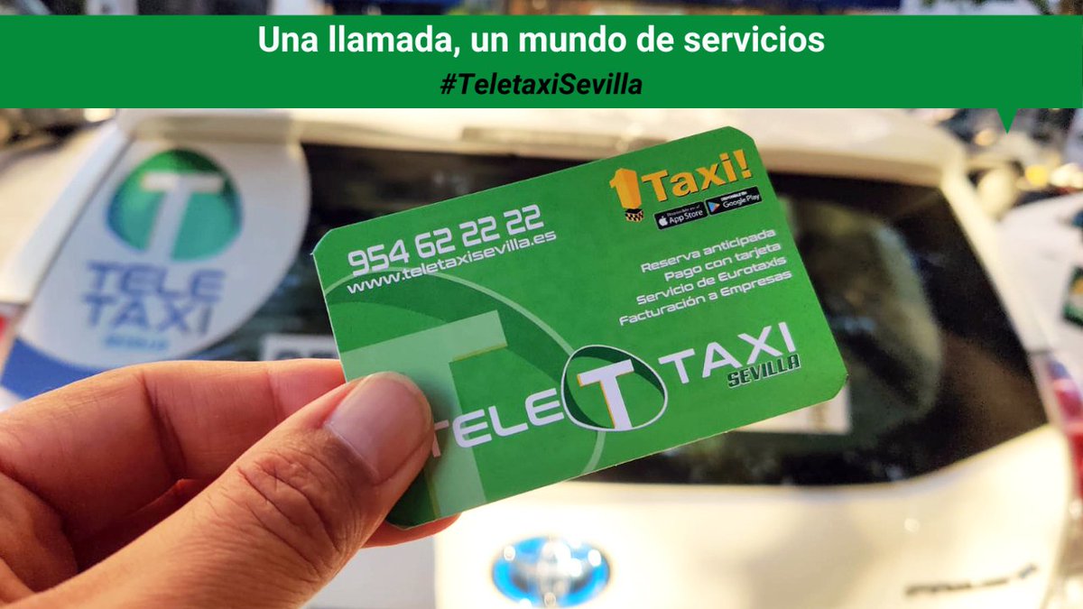 Una llamada📞, un mundo de servicios🚖. 

- Reserva anticipada. 
- Recogida en aeropuerto. 
- Servicio de #eurotaxi para personas con movilidad reducida. 
- Facturación a empresas. 

Todo lo que necesites para desplazarte por #Sevilla con #TeletaxiSevilla😉🚖. 📞 954 622 222.