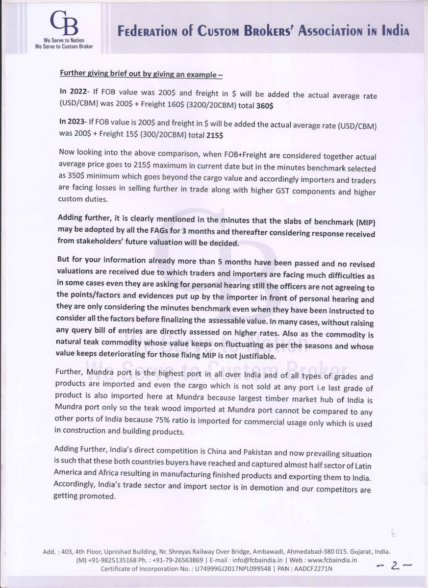 FCBA_INDIA's tweet photo. @cbic_india @FinMinIndia @nsitharamanoffc Respected Chairman, We are hereby attached representation made by EXIM Trade to federation for the assessment of rates on which the same was done at the time of pandemic. https://t.co/Q0c7KWwriZ