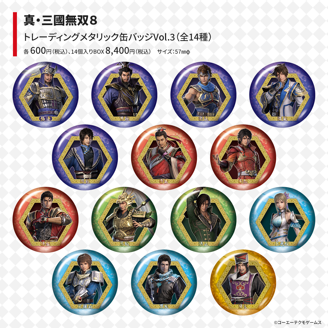 真・三國無双8 叡知の宴 100mm缶バッジ 真・三國無双8 叡知の