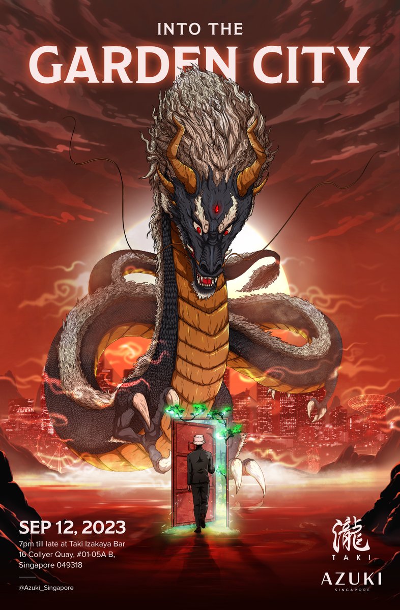 YO AZUKI FAM! ⛩️

Mark your calendars for our exclusive event, 'Into The Garden City' during TOKEN2049 and F1 week.

🗓️ 12th Sept 2023
⏰ 7pm till late
📍 Taki Izakaya Bar

All Azuki, Elementals, and Beanz holders are welcome. Find out how to claim your tickets tmr - 1 Sept 🧵👇