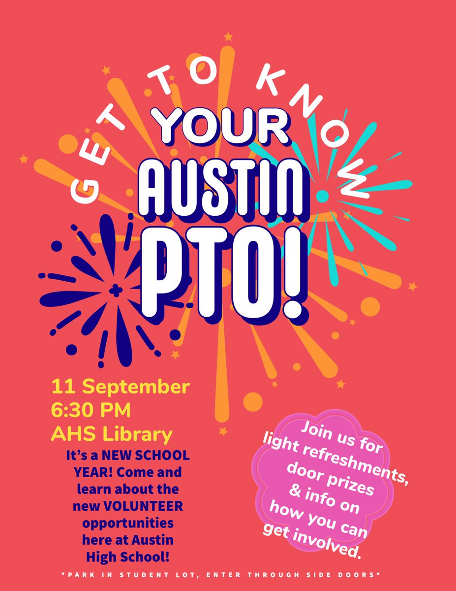 mariannecandc's tweet photo. We hope you can come to our VIPs Event for the AHS PTO on Monday, September 11th at 6:30pm in the AHS Library! We will have snacks and door prizes too!! @PtoAhs @SFAHS_Bulldogs https://t.co/lAttbafwMI