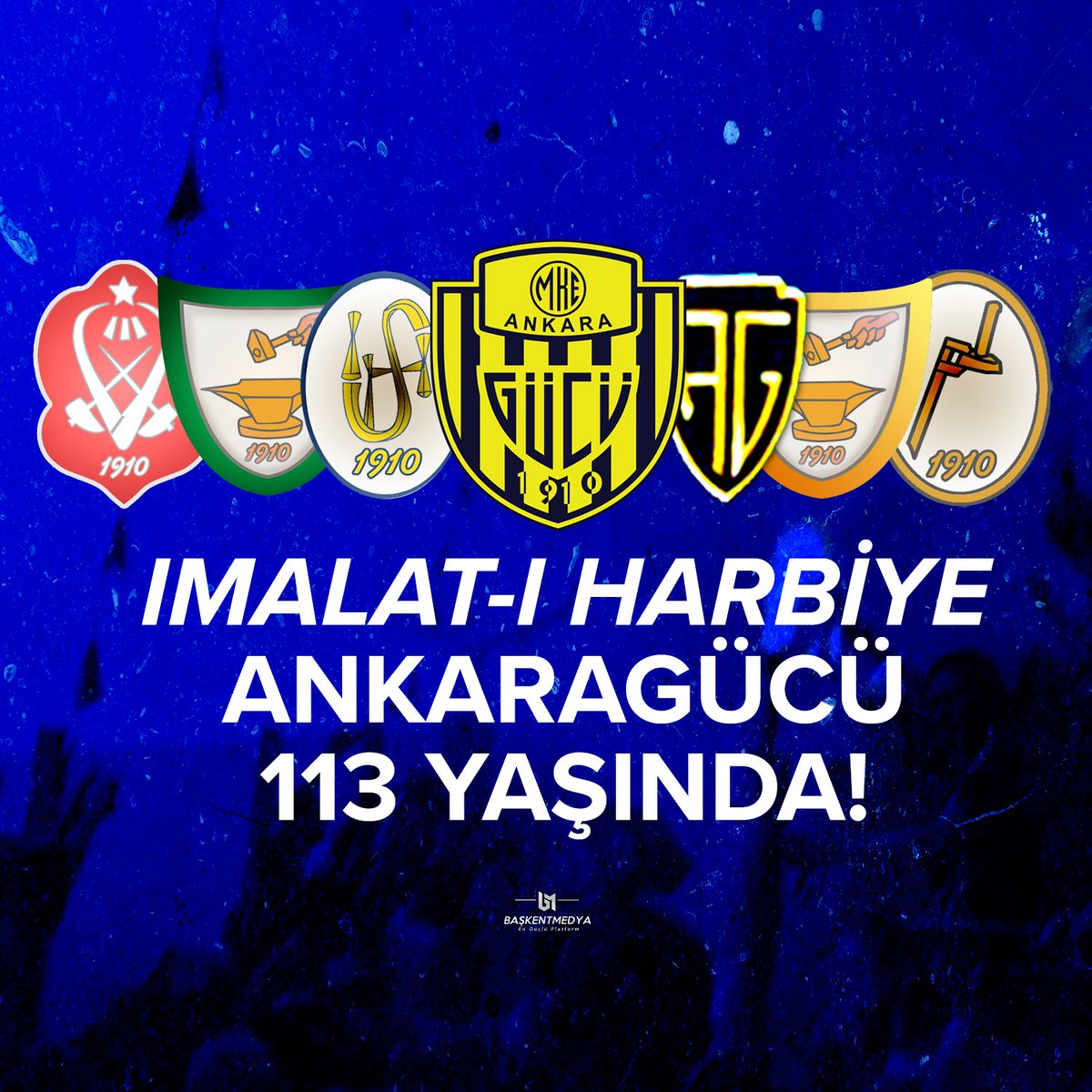 İmalat-ı Harbiye Mektebinin son sınıf öğrencilerinden Şükrü Abbas öncülüğündeki Turan Sanatkarangücü ile Agâh Orhan öncülüğündeki Altınörs İdmanyurdu, 31 Ağustos 1910’da birleşti ve MKE Ankaragücü Spor Kulübü kuruldu!

Asırlık çınar 113 yaşında! 
#Ankaragücü113Yaşında