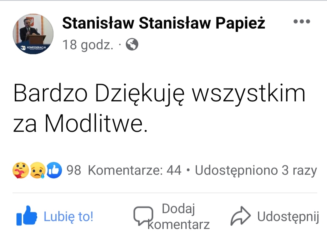 BartKurzeja's tweet photo. Taki ostatni wpis na facebooku zamieścił nasz wybitny narodowiec Kolega Stanisław Papież. Wpis dotyczył jego zmarłego wujka, ale kto by przypuszczał, że niedługo po tym sam umrze na zawał. R. I. P
Pomódlmy się w jego intencji https://t.co/7JMbskIFRN