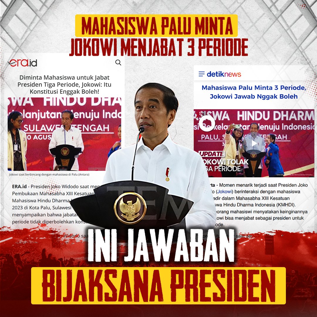 Mahasiswa Palu Minta Jokowi untuk Maju di Periode ke Tiga. Siapa nih yang ingin pak Jokowi lanjut 3 Periode

Mahasiswa Rafael Alun FISIP UI JISOO Maudy Ayunda iPhone 7 Mie Gaga Inka Perselingkuhan ASN
#fcklive #tremor #OnePieceLiveAction #abaya #BlueMoon