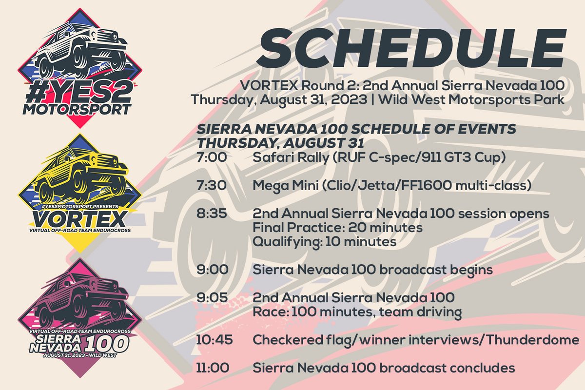 yes2motorsport's tweet photo. It's a #Yes2Motorsport RACE DAY! But not just any race day... #VORTEX takes on its second round of the season, the #SierraNevada100 presented by the #California300.
Enduros are the only Y2M events that require sign-up, but you can sneak in here: https://t.co/DFGVRWb8TV https://t.co/Non6o3nwRC