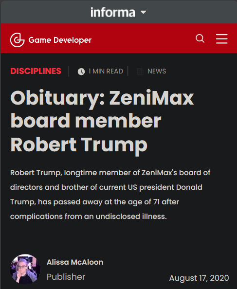 President Trump's presidential campaign and legal defense will be bankrolled by the success of Starfield after he inherited his brother's stake in Zenimax. 
Remember to trust the plan.