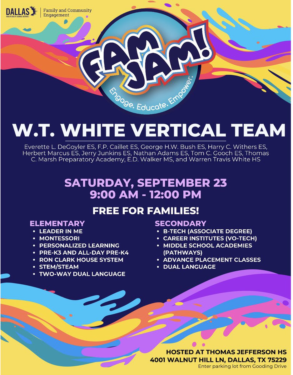 W.T. White Vertical Team (@wtwhitevt) on Twitter photo This September, discover everything you need to know about the W.T. White Vertical Team!
#FamJam #WeAreTheNorth #HornsUp
<a href="/DallasISDSupt/">Dr. Stephanie S. Elizalde</a> <a href="/TiffanyHuitt1/">Tiffany Huitt</a> <a href="/RyanZysk/">Ryan Zysk</a> This September, discover everything you need to know about the W.T. White Vertical Team!
#FamJam #WeAreTheNorth #HornsUp
<a href="/DallasISDSupt/">Dr. Stephanie S. Elizalde</a> <a href="/TiffanyHuitt1/">Tiffany Huitt</a> <a href="/RyanZysk/">Ryan Zysk</a>