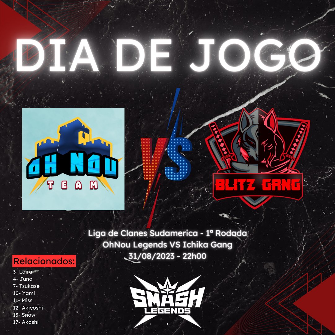 BlitzGangSL's tweet photo. É dia de estreia na LCS!!! 🔥🔥🔥🔥

A BanG entra em campo para a 1ª rodada da Liga de Clãs Sulamericana com DUAS Lineups.

A Lineup "Ichika Gang" enfrentará a OLD.
A Lineup "Blitz Gang" enfrentará a BigG.

Vamos lutar por mais essa taça!!!

#GoBanG 🔥🔥🔥 https://t.co/Ck10Z4UZ0s