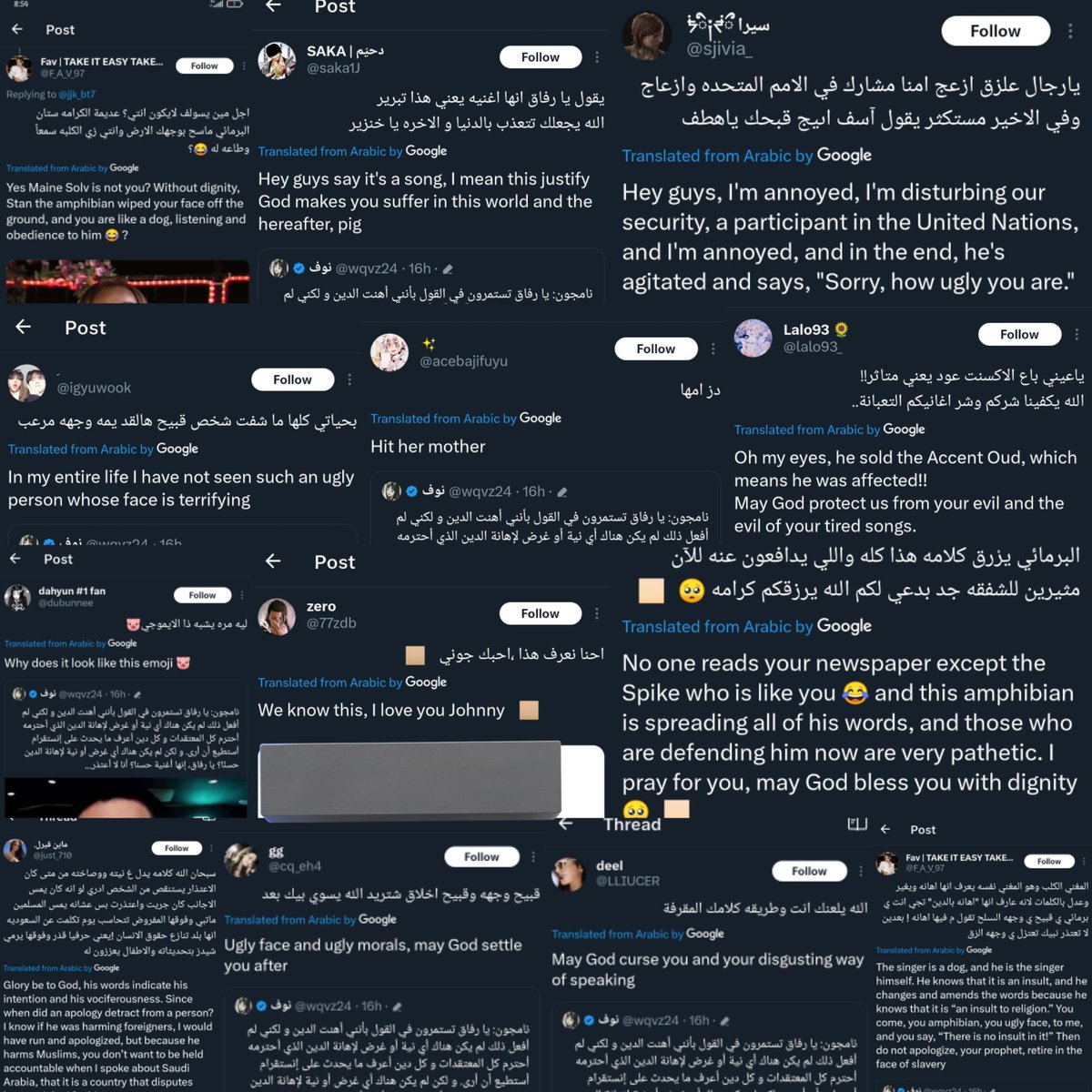 Report &amp; block these acnts for making false accusations, misleading his words, name calling &amp; attacking 🐨

Someone else->harass->names/Threatening with violence/Encouraging others to harass->add twt/context

Someone else->attack->dehumanizing->add twt/context