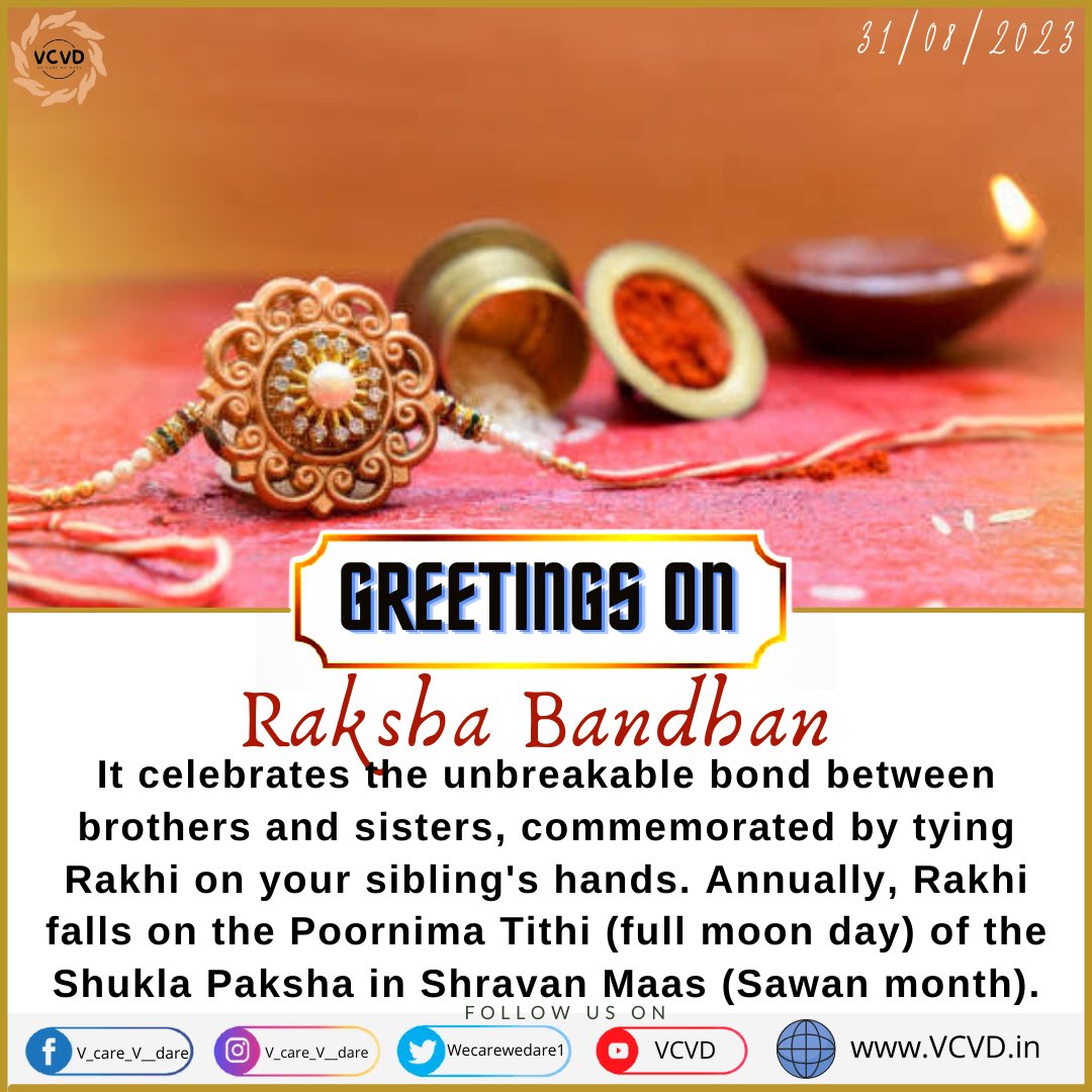 WeCareWeDare1's tweet photo. Greetings on #RakshaBandhan
#RakshaBandan #vcvd https://t.co/aFXmRCiMnK