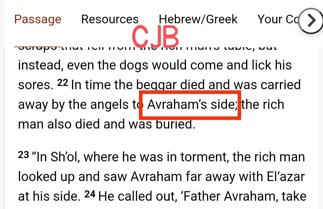 HolyTrinity_Now's tweet photo. #Luke 16: 22-23
Abraham's bosom (King James Bible - #KJB)
Abraham's side (Complete Jewish Bible - #CJB)
Always use the most #accurate #Bible #translation by referring to at least 2 best translation
#Lazarus was at #Abraham's side.
He wasn't at Abraham's #bossom https://t.co/s3apkzzTX1