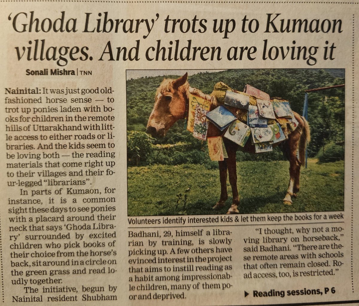 santopatil's tweet photo. India has many remote villages inaccessible by road. This is a brilliant idea to reach out to those children.
#GhodaLibrary #HorseLibrary #India https://t.co/9f7HX9Ywse