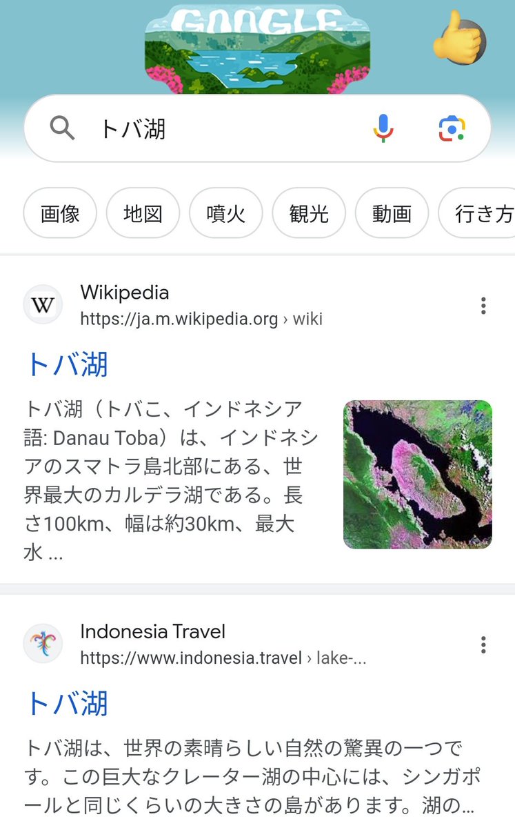 今日気づいたGoogleさんトバ湖、今日はトバ湖の日なのかい？
🩷🌸🪷🌺
#インドネシアトバ湖 
#LakeToba　#DanauToba