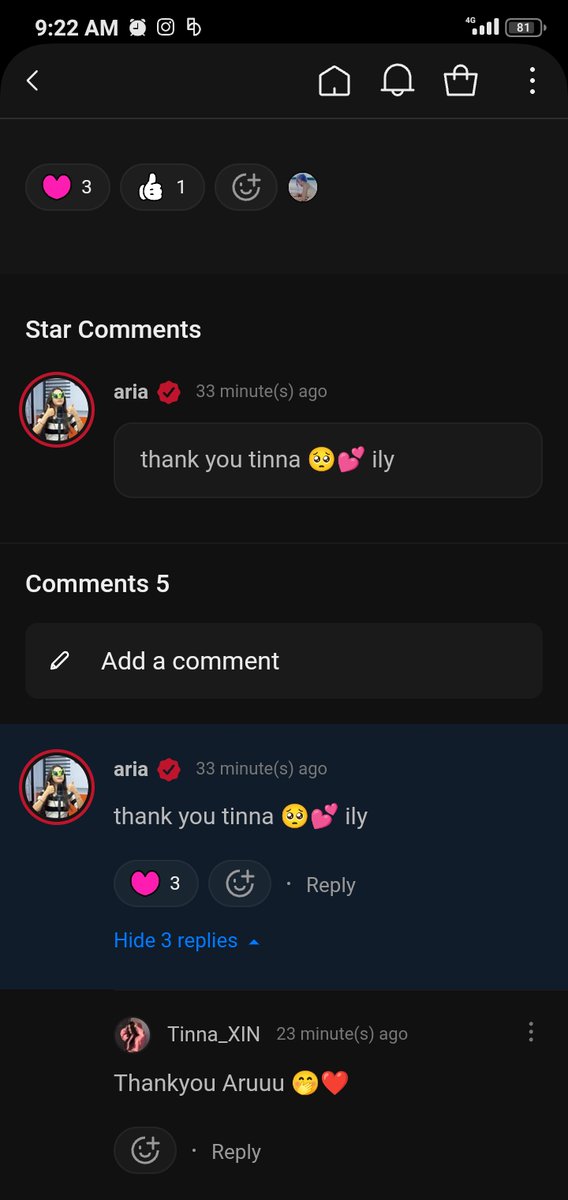 tinnaxin's tweet photo. Finally I got reply from Queen of visuals ๐ญโค๏ธ
I love you too aria โค๏ธโจ
#XIN #ARIA #SYNCHRONI https://t.co/iHdXyet9Ht