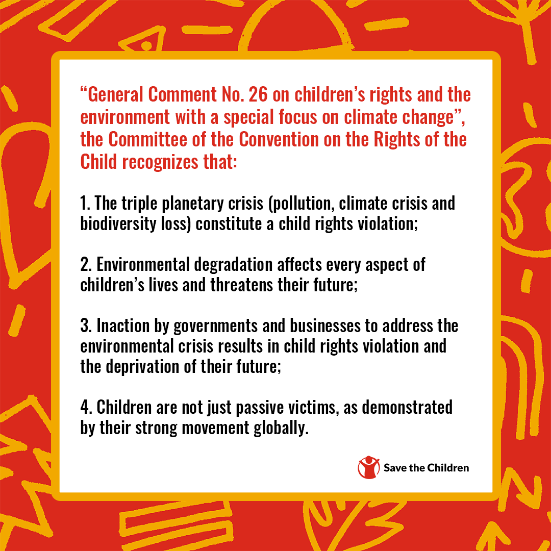 SaveChildrenPH's tweet photo. GOOD NEWS! #UN announces that inaction on the #climatecrisis is a child right's violation. Join #GenerationHope now and learn more about why children are calling for urgent action on the climate and inequality crisis: https://t.co/FPtE3rXJss
#GeneralComment26 #RedAlertOnClimate https://t.co/RkpeoOI57j