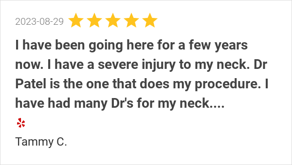 nspaincare's tweet photo. New 5.0-star Review: "I have been going here for a few years now. I have a severe injury to my neck. Dr Patel is... https://t.co/aht85aWe8Z