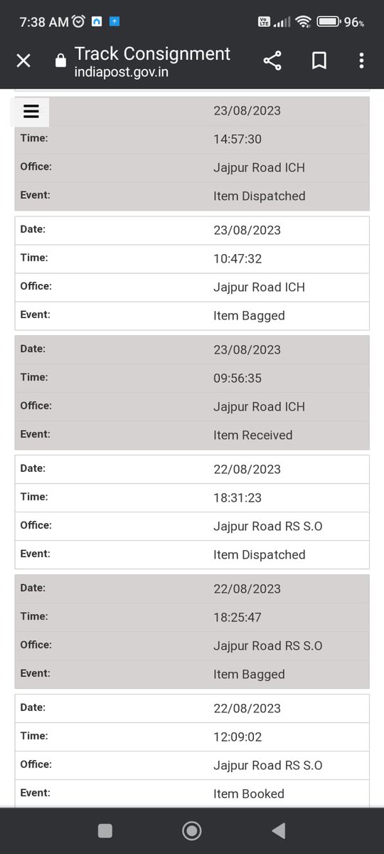 RajdeepakJena's tweet photo. @IndiaPostOffice 
Speed post to Secunderabad from JAJPUR on 22nd August ,still pending at BBSR .Really upsetting ,Rakhi in emotions and deeply involved  love . https://t.co/8hSljJg2qo