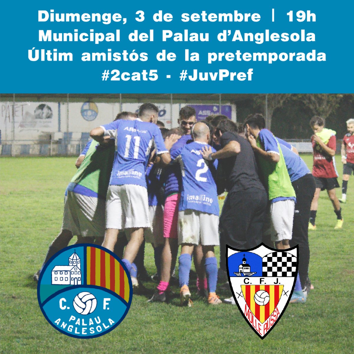cfpalau's tweet photo. 📢⚽ ÚLTIM AMISTÓS DE LA PRETEMPORADA!
📅 Aquest diumenge 3
⏰ 19h
🏟️ Mpla. del Palau d'Anglesola
🆚 Juvenil A del @FCJMollerussa
#️⃣ #PalauJuvMollerussa
⚽ Amistós de #PretempCFP2324 contra un juvenil de #JuvPref
➕ https://t.co/KyyhgBZpGE
#SomElPalau 💪🏻 #futbolcat #2cat5 https://t.co/sBXSbz4ggo
