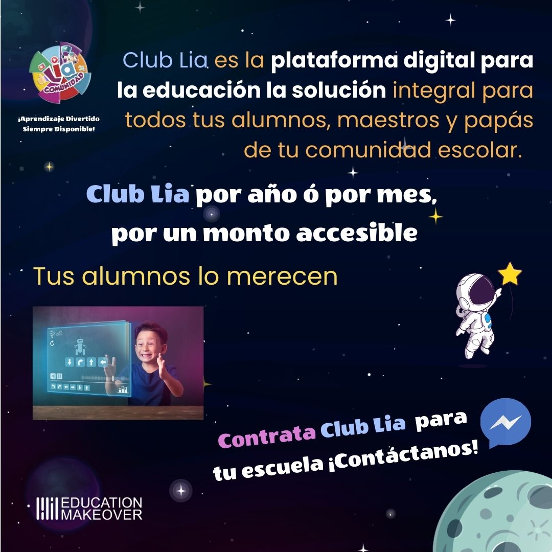 herores27844's tweet image. Si diriges una #escuela contáctanos, #ClubLia es una plataforma digital para la #educación #preescolar, #primaria y #secundaria, una opción segura y económica para este #regresoaclases. Contáctanos (messenger) #LibrosDeTexto #programacionniños #escuelaprivada