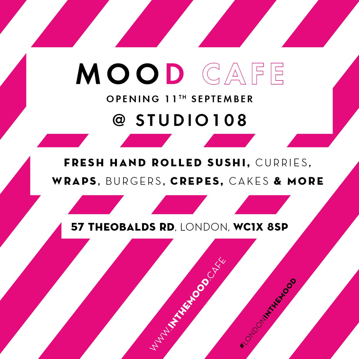 iskconlondon's tweet photo. 11th September is the special day of the opening of a brand new cafe with a special mood, the Mood Cafe @ STUDIO108!!!
You can look forward to having delicious fresh hand-rolled sushi, curries, wraps, burgers, crepes, cakes & many more. You are most welcome.
#london #studio108 https://t.co/zcnxOtDPqE