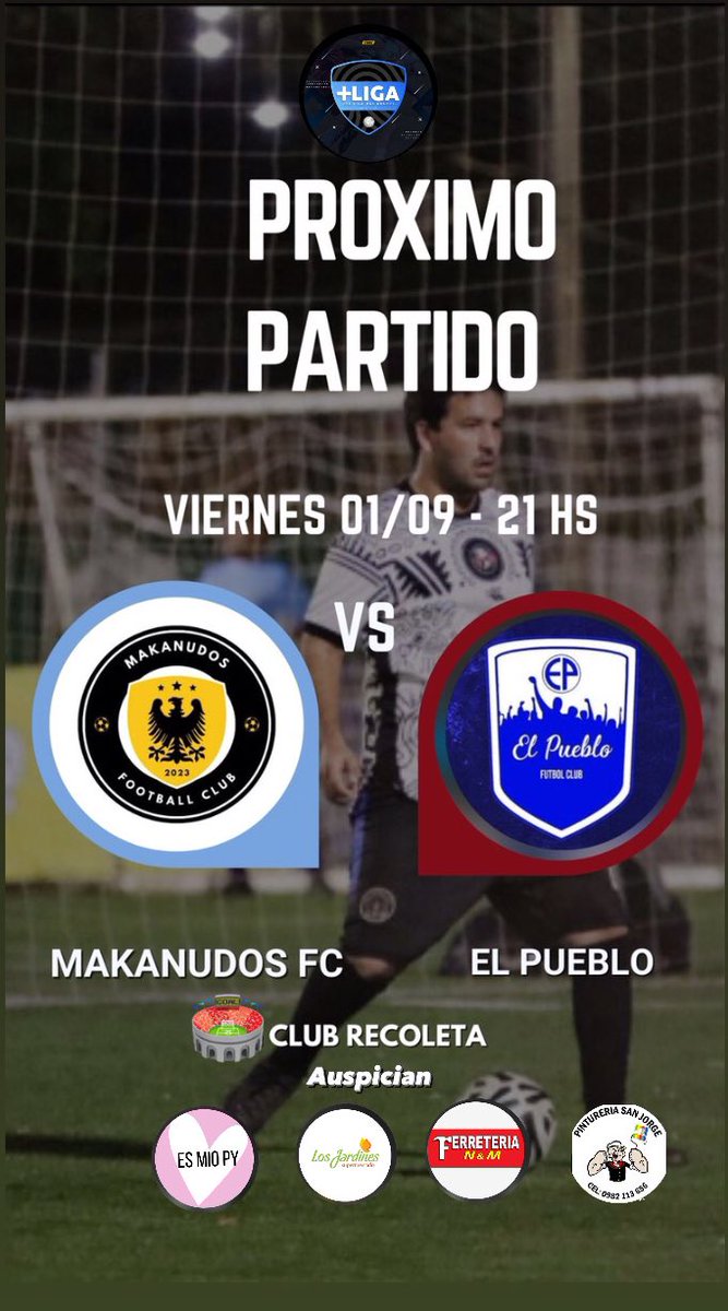 Estamos listos para la segunda fecha de la <a href="/ligadetuiteros/">Más Liga</a> !!

Makanudos FC vs <a href="/elpueblofc/">El Pueblo</a> 

Paso a paso, todos juntos 👊🏻