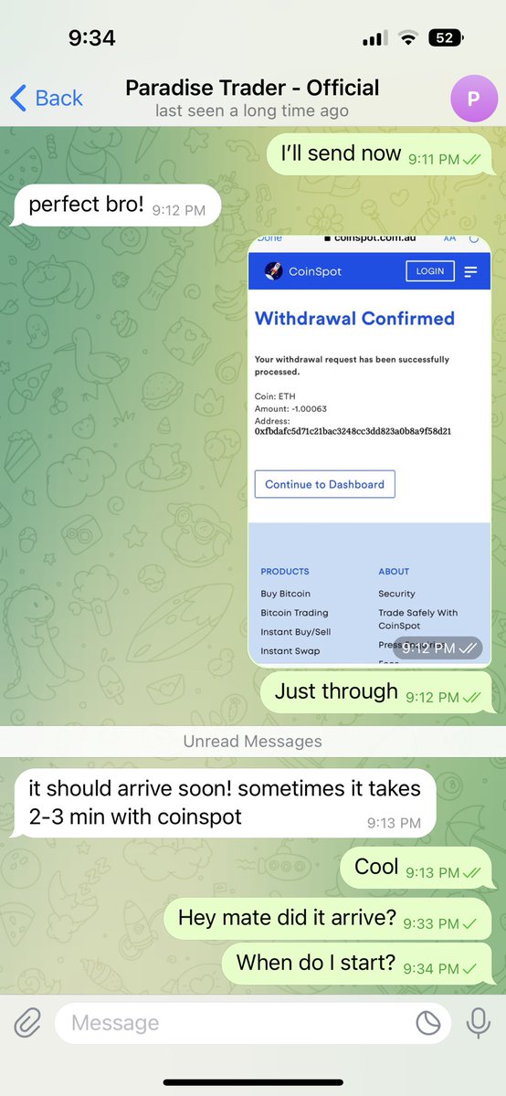 paddyfitz7's tweet photo. @paradisebullrun ⚠️Watch out people who joins his telegram⚠️

Will reply instantly until funds are sent! Then will ghost you!

photoshop was used to reel in conversation! https://t.co/pm5Ko47l0V