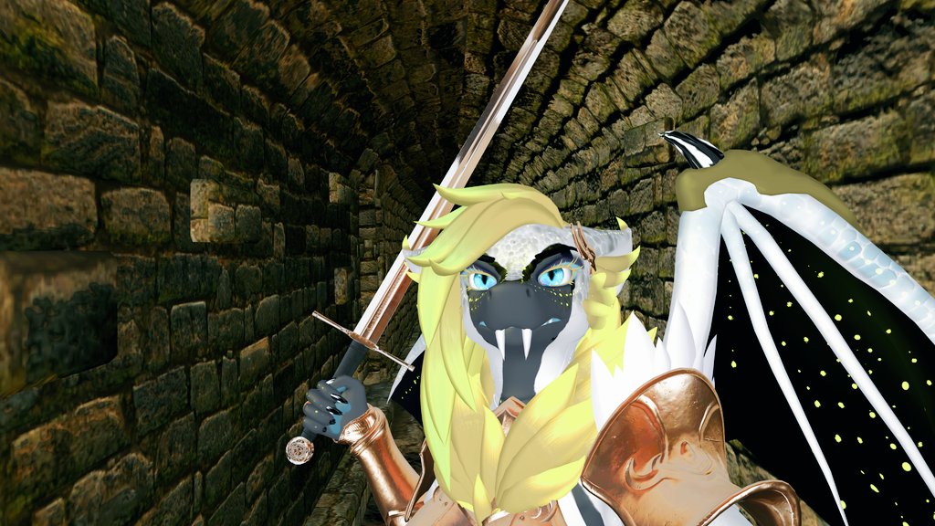 MystifyinMarten's tweet photo. Chilling in the Dark Souls Firelink Shrine #VRChat world. I suddenly encounter an @NTM3193 in the waterway! I don't know if I can do this run deathless! π #Furry #Felidal https://t.co/oBhQd5TdjT