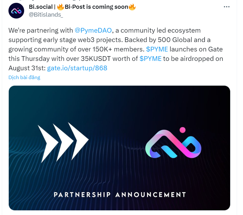 hdtamvn's tweet photo. @pyme @SPMTCH New partners @Bitislands_ @PymeDAO #pymelaunch https://t.co/KNiZvcso62