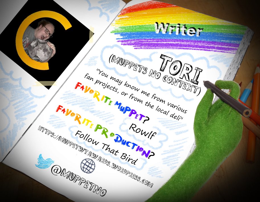muppetpridezine's tweet image. 🌈🌟 It's a MUPPET PRIDE ZINE!!! 🌟🌈

Contributing to the celebration, we're happy to welcome @MuppetNo  as a Writer~!📜✍️YAAAYYY!!!🐸

⭐️You can check out Tori's wonderful work in organizing the annual #muppetwt awards here: muppetwtawards.wordpress.com !⭐️