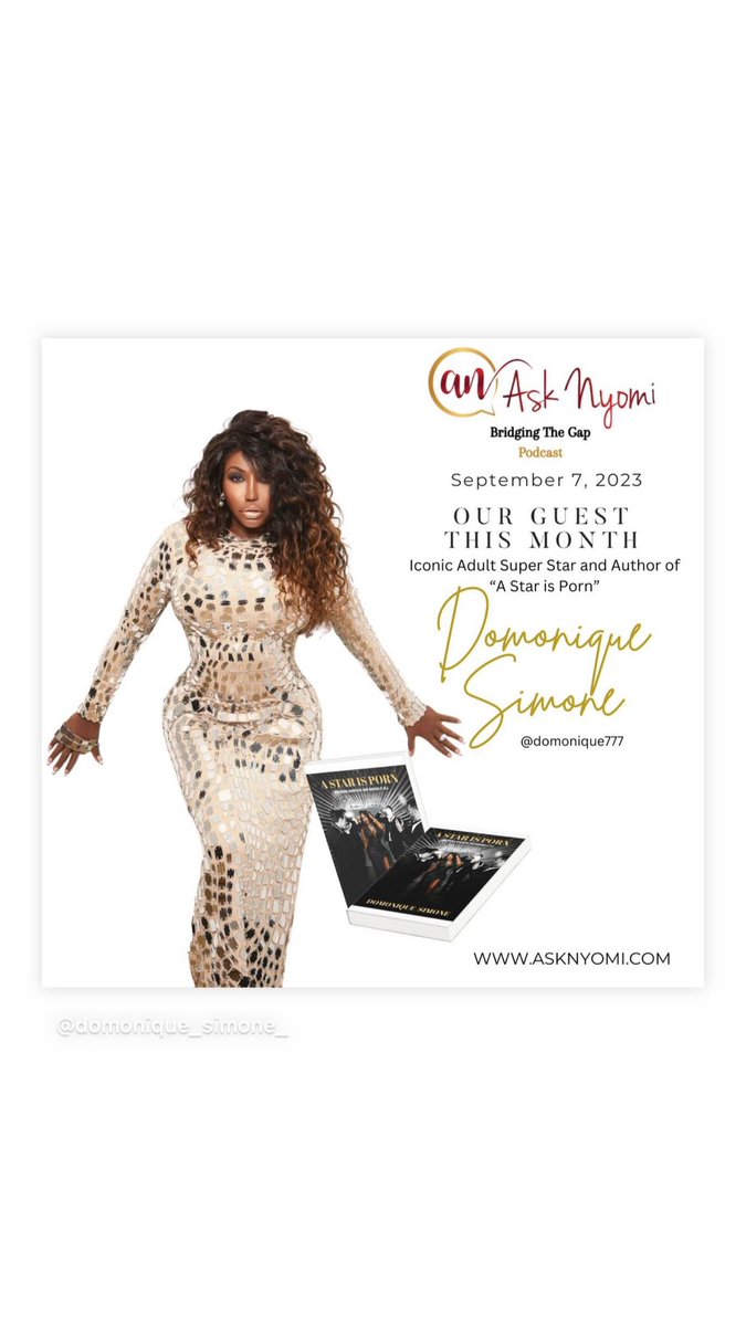 Domonique777's tweet photo. Super excited to guest on the @ASKNYOMI show on September 7th! 🎉 I'll be talking about my latest book #AStarIsPorn with the fabulous Nyomi Banxxx. As summer ends, Be sure not to miss it! 💕 #DomoniqueSimone #NyomiBanxxx #EndOfSummer #NewBeginnings #FallIntoReading" https://t.co/wmVsDUDOpA