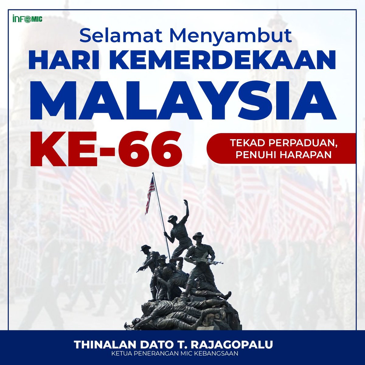 thinalan's tweet photo. Merdeka! Merdeka! Merdeka!
Demi negara yang tercinta, rakan-rakan dan anak-anak Malaysia,
Selamat Hari Kebangsaan Ke-66.
#InfoMIC #Merdeka #Malaysia https://t.co/LRSP2KJjLB