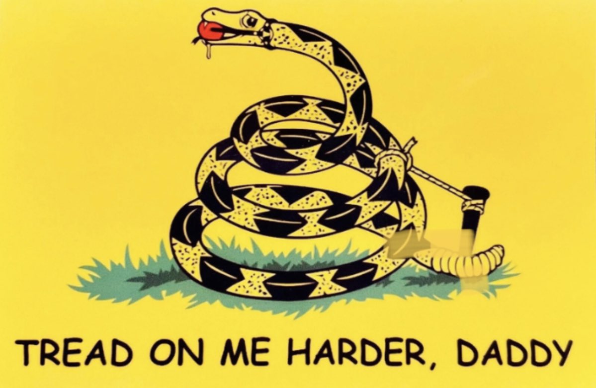 etdotcom_'s tweet photo. It’s fortunate/unfortunate that the Gadsden Flag has become the Abercrombie &amp; Fitch of toughness and Merica'. 

#GadsdenFlag #DontTreadOnMe #trytherapy #thanksdad #thanksmom #thanksgov #nsfw #nsfgop https://t.co/QyJpJx1ZTl