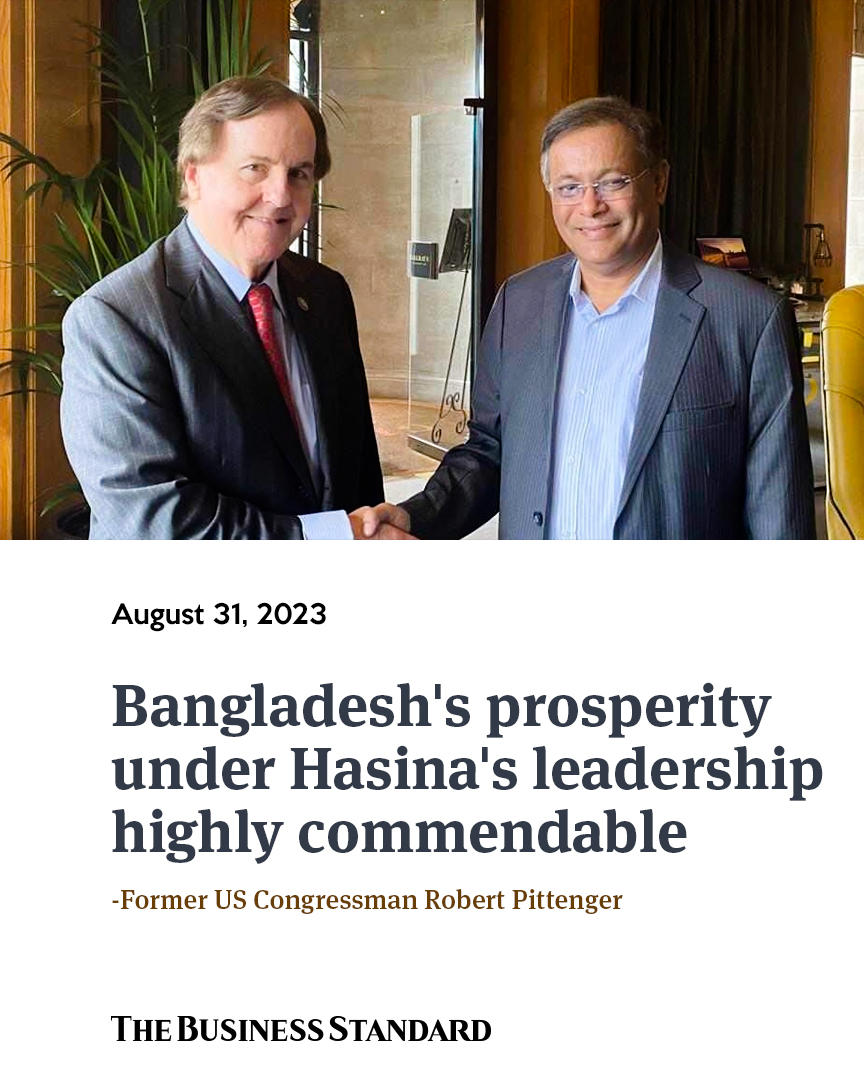 Bangladesh's prosperity under Hasina's leadership highly commendable: Former US Congressman Pittenger

Read more: tbsnews.net/bangladesh/ban…

#sheikhhasinaleadership #formeruscongressman #RobertPittenger #usa #Bangladesh #TBSNews